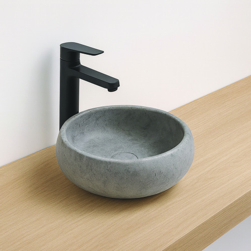 Vasque ronde à poser SORA en céramique Ø36 x h.12 cm - Marbre gris